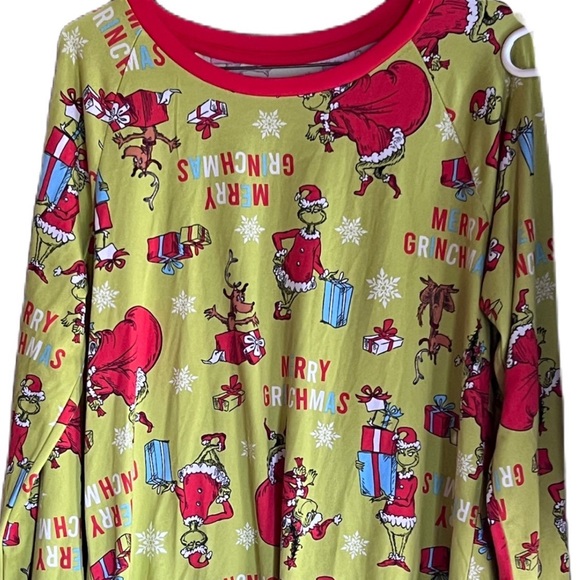 WOMENS SZ MEDIUM DR SUESS THE GRINCH 2 PC PAJAMA OUTFIT - Picture 5 of 6